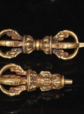 速发2尼泊铃金刚尔铜五股金刚三叉杵密宗法器纯杵鎏金铃铛配