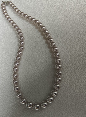 原创设计曼塔玫瑰进口施珍珠稀有浅粉色8mm项链女小众女锁骨链