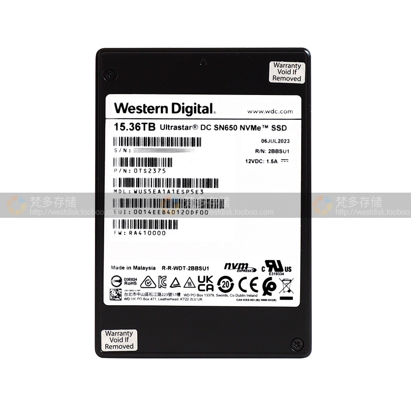 WD/西数 SN650 7.68T/15.36T U.3企业级SSD 2.5寸nvme固态硬盘M.2-图0