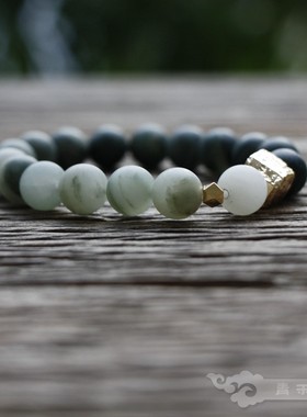 天然玉石磨砂古典手串