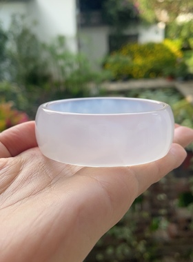 『青禾淑坊』天然宽面玛瑙手镯 {风雪千山} 国风古典玉石镯53.5MM