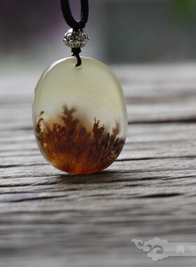 『 青禾淑坊 』天然玉髓吊坠{花草之心} 水草项链 古典风雅小物
