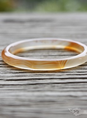 『青禾淑坊』天然玛瑙手镯 {夕殿萤飞思悄然} 国风古典玉石镯58MM