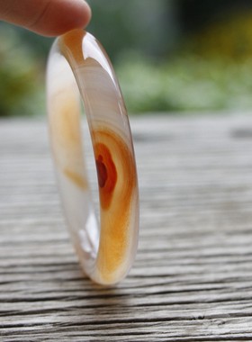 『青禾淑坊』天然玛瑙手镯 {日暖江南春} 国风古典玉石圆镯 59MM
