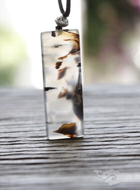 『 青禾淑坊 』天然玉髓吊坠 {渐行渐远渐无书} 水草项链风雅小物