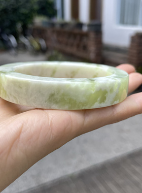 『 青禾淑坊 』天然环形岫玉手镯 古典玉镯58MM