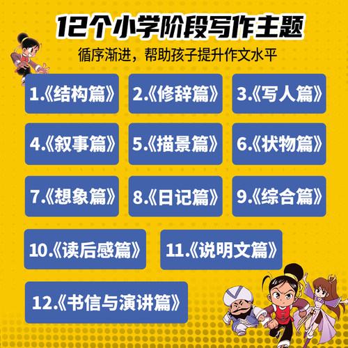 【孙悦推荐】爆笑作文全12册8-12岁三四五六年级儿童书小学生作文语文一本同步训练作文书满分作文大全漫画书适合小学生看的漫画书 - 图1