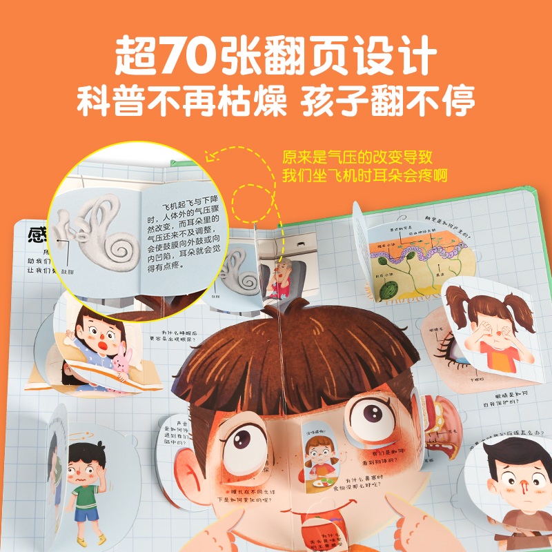 好奇孩子百问百答系列 不可思议的身体儿童绘本3d翻翻书幼儿科普百科书