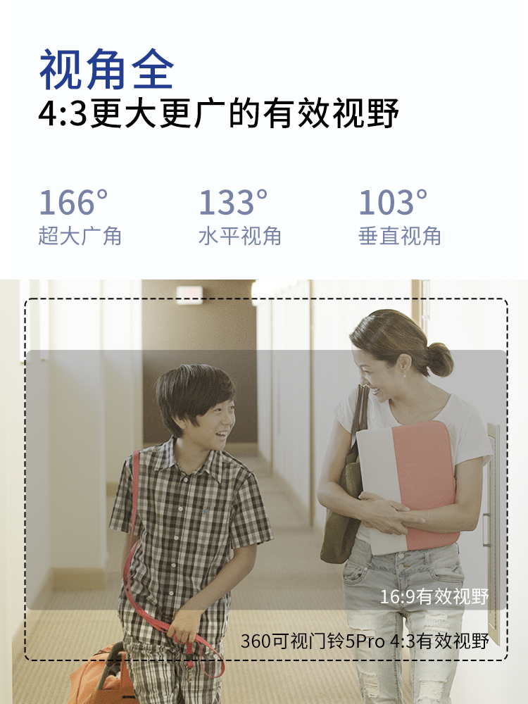 360可视门铃5Pro 家用电子猫眼智能监控无线手机远程WiFi免打孔安装摄像头防盗门镜