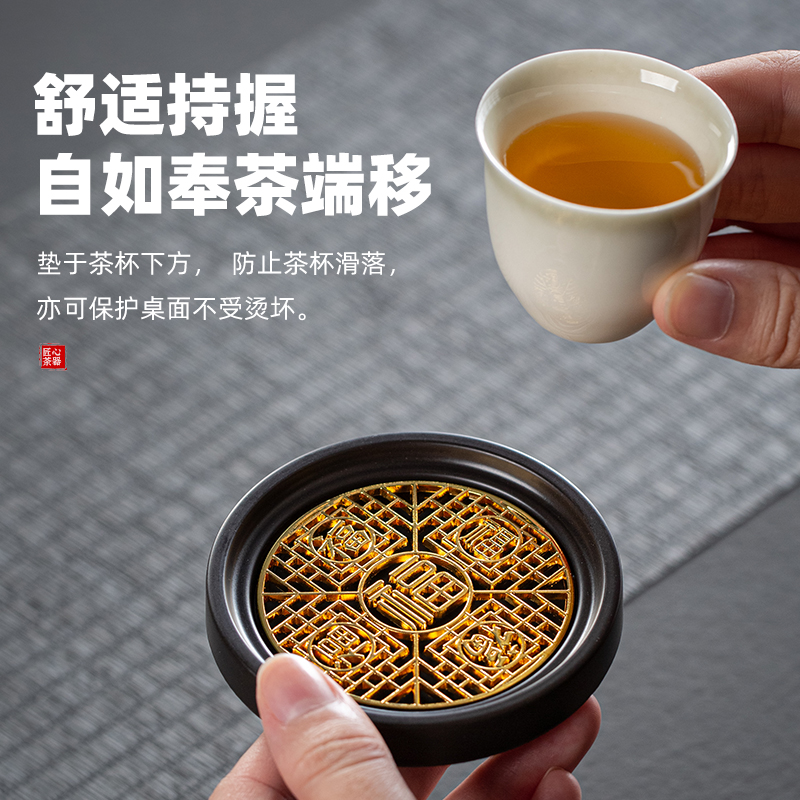圆形杯垫套装茶道隔热垫杯托办公室功夫茶具配件家用防滑防烫茶托 - 图0