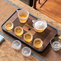 Gongfu tea furniture glass cover bowl suit office small tea table heat resistant tea pot home upscale light lavish tea bowl