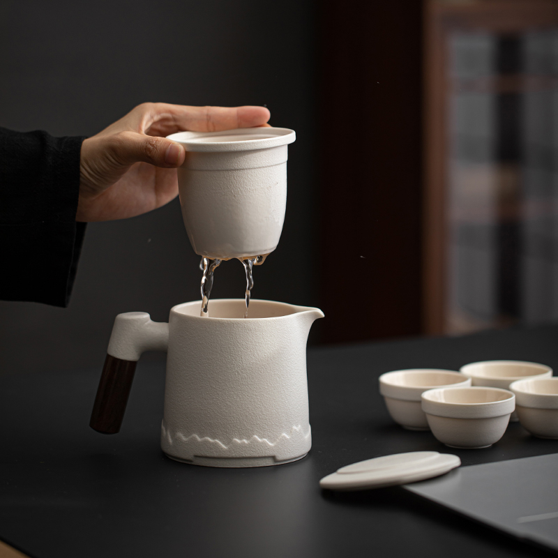 旅行茶具套装户外便携式陶瓷快客杯一壶四杯功夫泡茶壶随身收纳包 - 图0
