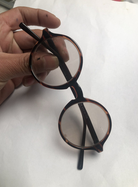 天然水晶石头石头眼镜真水晶带棉石纹复古圆框老光眼镜