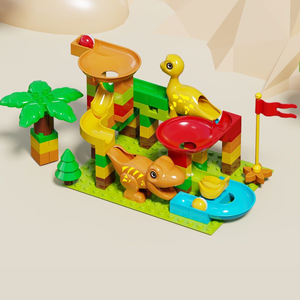 儿童大颗粒积木桌益智拼图3到6岁拼装玩具男女孩早教启蒙轨道滚珠,淘宝优惠券,粉丝福利购,淘宝优惠卷