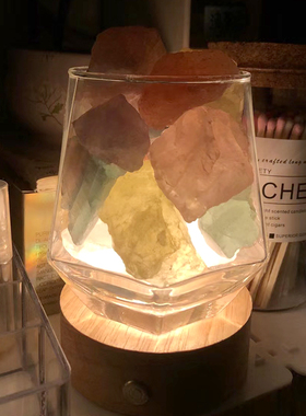 卧室香薰收纳杯水晶玻璃罐精油熏香瓶居家夜灯发光杯扩香晶石容器