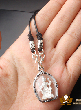 泰国手工编织纯银佛牌链