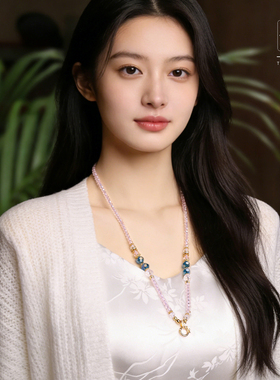 炫彩刻面珠链佛牌链子唐卡挂链