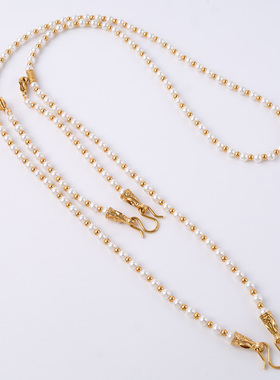 泰国佛牌链子高端保色珍珠双挂