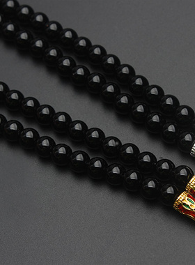 泰国佛牌纯色黑玛瑙崇迪象神链子