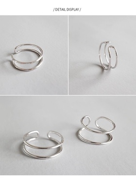 y2韩版s925纯银简约几何线条戒指