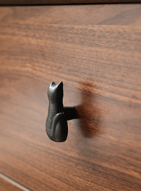 现代简约黑色铸铁猫咪创意个性衣柜抽屉衣柜酒柜橱柜抽屉把手拉手