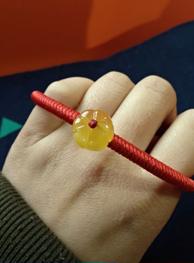 天然蜜蜡琥珀好运红绳手工