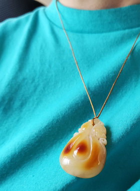 天然蜜蜡项链吊坠福牌