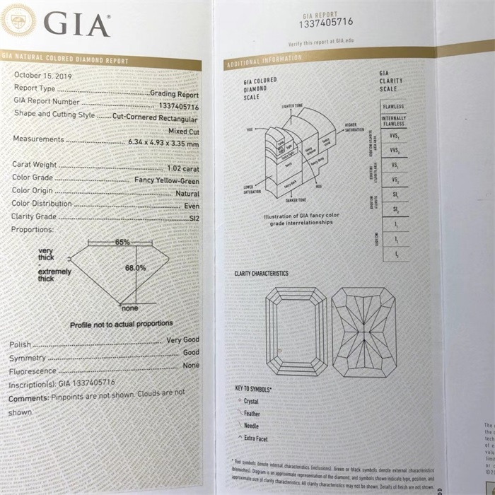 【玉石山房】GIA天然彩钻石 绿钻 1克拉 FYG 裸钻 - 图0