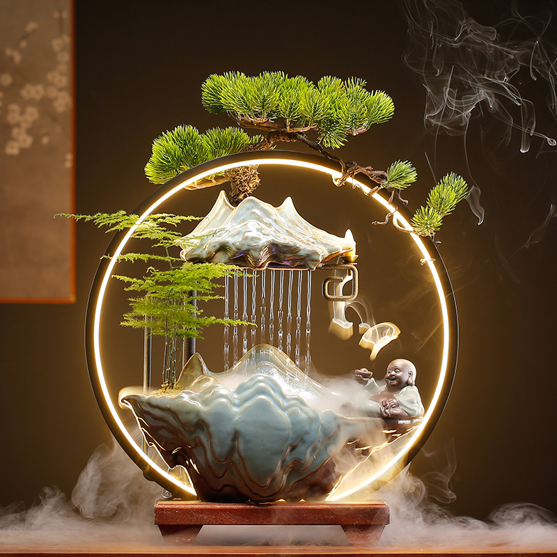 招财流水摆件配件假山水槽吊炉水泵雾化器客厅桌面办公室循环喷泉 - 图1