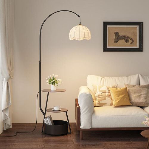 新款落地灯客厅沙发边几置物架一体卧室床头灯高级感创意立式台灯 - 图2