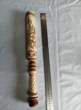 纯木制烫花擀面杖长46厘米