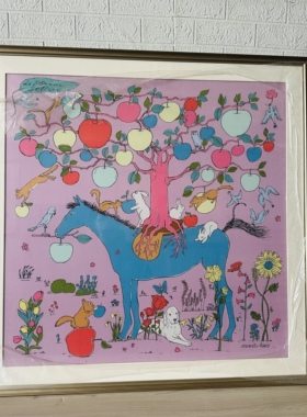 苹果树丝巾画90丝巾客厅马装饰画