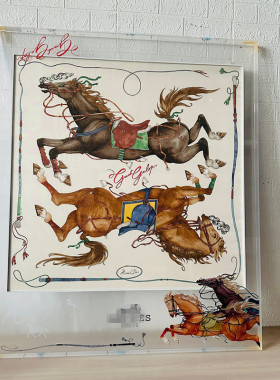 丝巾裱框透明亚克力装饰画 立体悬浮装裱 玄关卧室高级感定制挂画