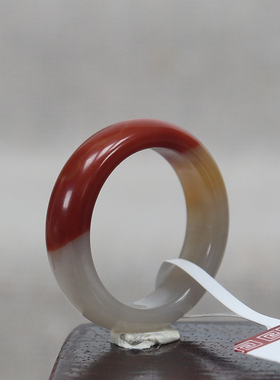 新疆金丝玉三彩玉天山翠戒指女冰种飘花轻奢素圈指环13号圈口-2