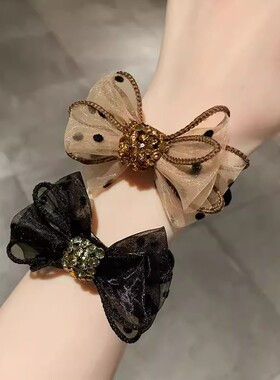 韩版百搭欧根纱发圈蝴蝶结女发绳