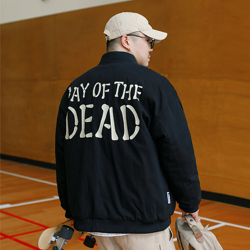 韦恩泽维尔大码棒球服棉衣男宽松街头荧光印花休闲加厚外套8980,淘宝优惠券,粉丝福利购,淘宝优惠卷