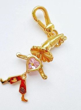 新款精致可爱镶锆小丑吊坠可活动式稻草人项链钥匙扣男女同款礼物