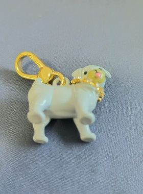 高品质新款可爱珐琅彩釉灰色沙皮狗吊坠精致萌宠小狗项链男女同款