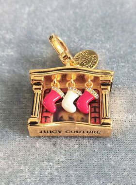 新精致饰品珐琅彩釉复古壁炉吊坠镶钻袜子圣诞节挂件精致礼物项链