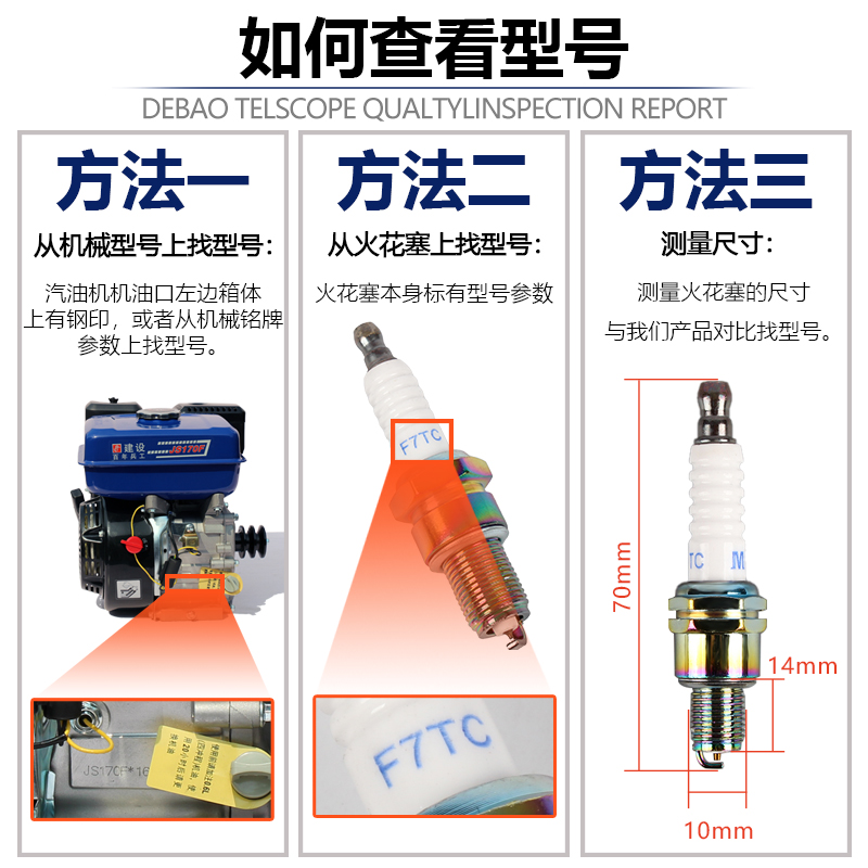 汽油机配件抽水泵微耕机火花塞170F发电机L7T磨光机F7TC点火嘴 - 图1