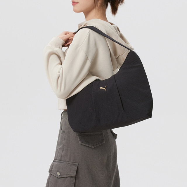ໃບໂຊກ | Puma Puma Women's Hobo Shoulder Bag Black 2026 Spring New Casual Simple Crossbody Bag