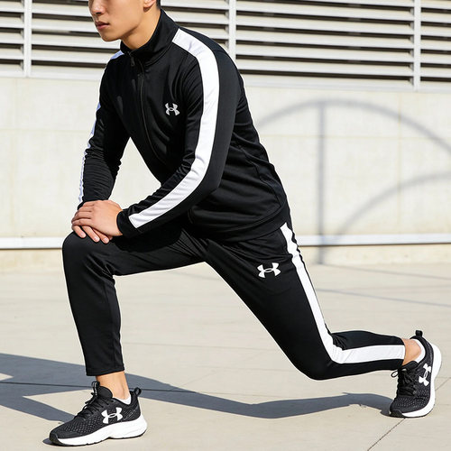 安德玛UA运动套装男2025新款立领休闲外套夹克跑步健身训练长裤 - 图0