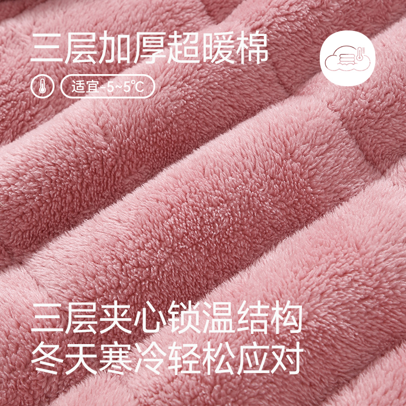 芬腾情侣款睡衣女冬季加厚夹棉2024冬款珊瑚绒男士大码家居服套装