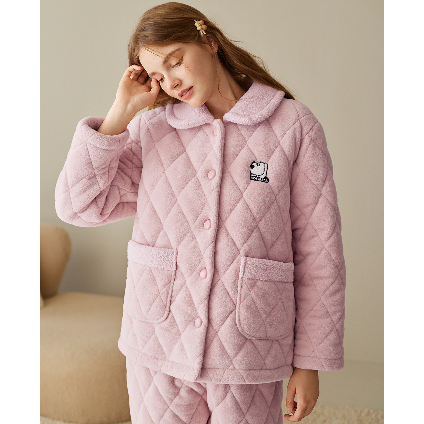 芬腾情侣睡衣冬季三层加厚夹棉珊瑚绒男女士抗静电加绒家居服套装,淘宝优惠券,粉丝福利购,淘宝优惠卷