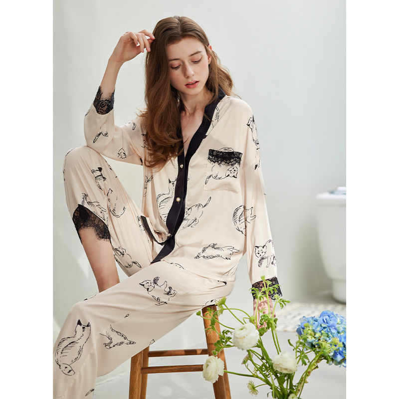 芬腾冰丝凉感春秋款长袖睡衣 芬腾睡衣/家居服套装