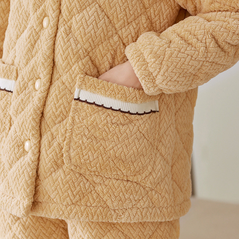 芬腾女士睡衣三层夹棉秋冬季加厚珊瑚绒抗静电加绒保暖家居服套装,淘宝优惠券,粉丝福利购,淘宝优惠卷