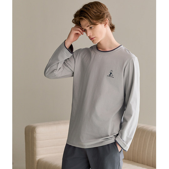 Fenton's new long-sleeved pure cotton couple's spring and autumn pajamas