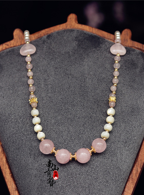 月鳞绮纪鞠婧祎露芜衣同款项链复古风粉晶璎珞国风配汉服高级感宋