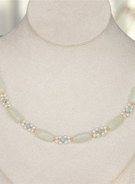 南簪录原创古风翡翠藕节项链新中式旗袍马面裙国风璎珞汉服配饰明