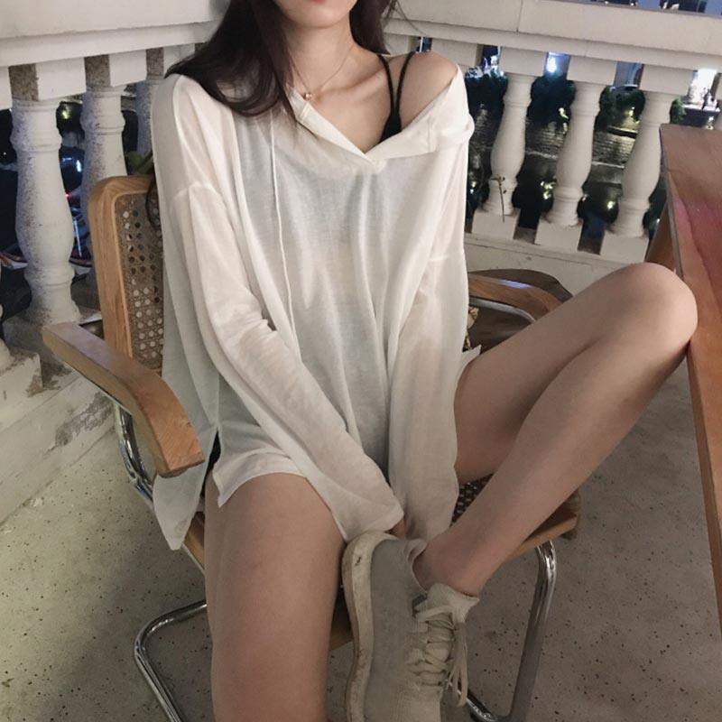 2021新款网红套装宽松连帽防晒t恤 玻璃街时尚套装